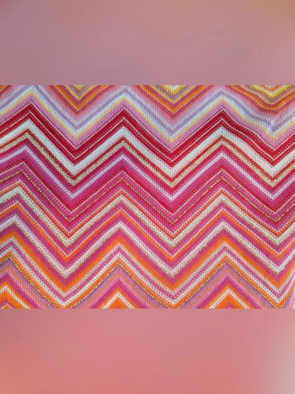 PQ Swim Women’s Margot One Piece Chevron Pink Orange Metallic Knit NWT Size Med